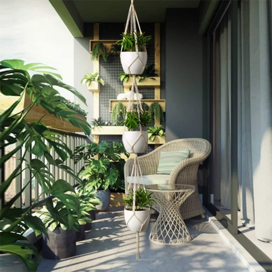 Macrame Plant Hanger - Handmade Bohemian Hanging Basket